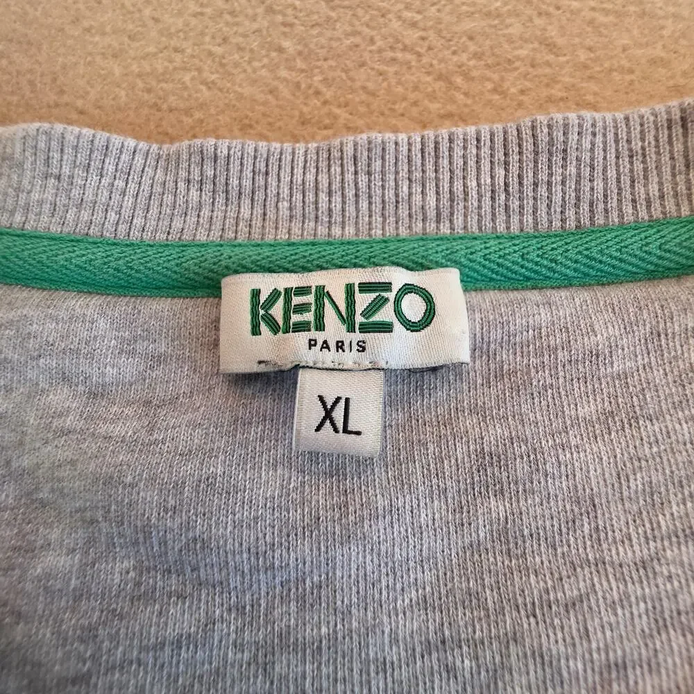 Kenzo Paris Gray Tiger Face Sweatshirt Sweater Sz XL - Picture 3 of 6
